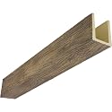 Heritage Timber MENA Faux Wood Beam, 3-Sided (U-Beam), 7 1/2"W x 9 1/2"H x 48"L, Smokey Brown Finish