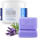 Hermon Antifungal Jock Itch Cream &amp; Soap Kit: Anti Fungal Treatment for Ringworm, Psoriasis, &amp; Athlete's Foot with Tea Tree Soap - Provides Soothing Relief for Body &amp; Foot- 100g Bottle / 2 Bars