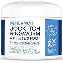 Hermon Jock Itch Antifungal Cream: Ringworm for Humans, Athlete's Foot Cream -Effective Symptom Relief of Itching, Burning and Redness -100ml