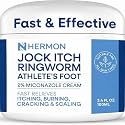 Hermon Jock Itch Cream: Ringworm Treatment for Humans, Athlete's Foot Cream -Fast and Effective Symptom Relief of Itching, Burning and Redness -100ml