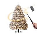 HERNEST 6.5ft Pre-Lit Flocked Artificial Christmas Tree with Wand &amp; Remote