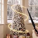 HERNEST 6.5ft Pre-Lit Flocked Artificial Christmas Tree with Wand &amp; Remote