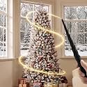 HERNEST 7.5ft Pre-Lit Flocked Artificial Christmas Tree with Wand & Remote