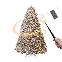 HERNEST 7.5ft Pre-Lit Flocked Artificial Christmas Tree with Magic Wand