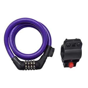 hero multipurpose spiral cable safety lock with mounting for cyclehelmet 4 digit resettable number combination cycle lock 1 meter