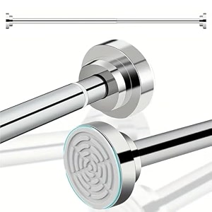 herrlich homes 105 to 170 cm expandable shower curtain tension rod  non-drilling anti-skid spring pull rod  adjustable size  with rubber pads  stainless steel silver  1 piece  large