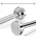Herrlich Homes (105 to 170 cm) Expandable Shower Curtain Tension Rod | Non-Drilling Anti-Skid Spring Pull Rod | Adjustable Size | With Rubber Pads | Stainless Steel, Silver | 1 Piece | Large