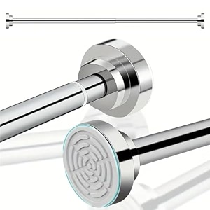 herrlich homes 85 to 140 cm extendable shower curtain tension rod  non-drilling anti-skid spring pull rod  stainless steel telescopic no drill adjustable pipe for bathroom window wardrobe silver