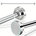 Herrlich Homes 85 to 140 cm Extendable Shower Curtain Tension Rod | Non-Drilling Anti-Skid Spring Pull Rod | Stainless Steel Telescopic No Drill Adjustable Pipe for Bathroom Window Wardrobe, Silver