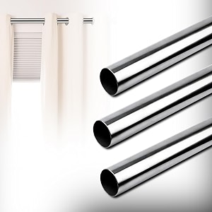 herrlich homes 85 to 140 cm extendable shower curtain tension rod  non-drilling anti-skid spring pull rod  adjustable size  with rubber pads  stainless steel  black  1 piece
