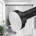 Herrlich Homes (85 to 140 cm) Extendable Shower Curtain Tension Rod | Non-Drilling Anti-Skid Spring Pull Rod | Adjustable Size | With Rubber Pads | Stainless Steel | Black | 1 Piece