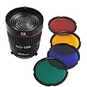 Hersmay NG-10X Bowens Mount Fresnel Lens Focusing Adapter Fresnel Spot S-Mount Adapter 10-40° 5X Brighter for Godox sl-60w Bowens Mount Studio Light Flash LED Light 4 Color Gel Filters