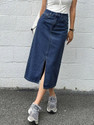 Herway Solid Women Straight Blue Skirt