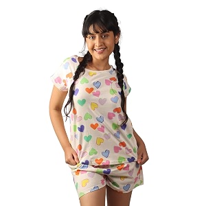 hestia  co-ord night wear with shorts and t-shirt for women  co ord cotton night suit for woman  anti rash fabric night dress set  shrink free  breathable fabric co-ordinate set 1