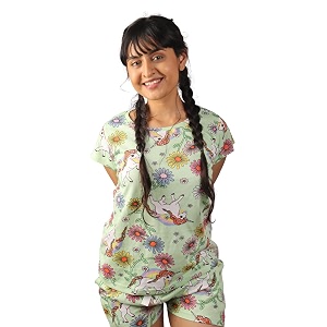 hestia  co-ord night wear with shorts and t-shirt for women  co ord cotton night suit for woman  anti rash fabric night dress set  shrink free  breathable fabric co-ordinate set 1