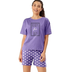 hestia  co-ord night wear with shorts and t-shirt for women  co ord cotton night suit for woman  anti rash fabric night dress set  shrink free  breathable fabric co-ordinate set 1
