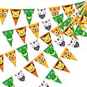 HESTYA 5 Pcs 49 Ft Jungle Party Banner, Safari Animal Triangle Bunting