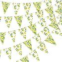 HESTYA 5 Pcs 49 Ft Lemon Party Banner Yellow Floral Triangle Bunting