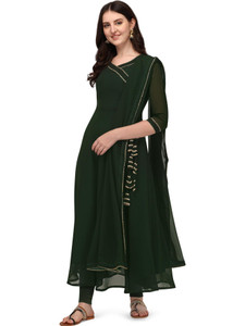 HESVI Solid Georgette Anarkali Kurta for Women