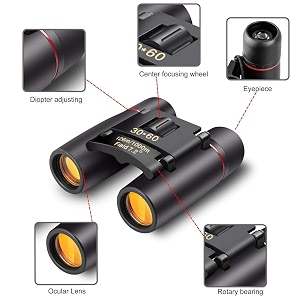 hetkrishi 30x60 waterprooffogproof roof prism binocularsportable mini compact telescope for bird watchingtravelingconcerts high powered binoculars  for both adults amp kids waterproof black