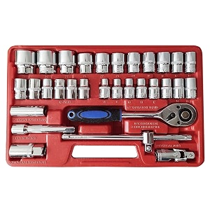 hetkrishi 32pcs heavy 1234 inch combinational ratchet socket wrench spannar tool goti set with carry box for automobilesbikecar repair tool kit socket set pack of 32 32pc in red box