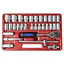 Hetkrishi 32Pcs Heavy 1/2" inch Combinational Ratchet Socket Wrench Spannar Tool Goti Set with Carry Box for Automobiles/Bike/Car Repair Tool Kit Socket Set (Pack of 32) (32pc in Red box)