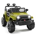 Ride on Truck Car 12V Kids Electric Vehicles with Remote Control Spring Suspension, LED Lights, Bluetooth, 2 Speeds