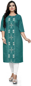 hetsa women embroidered straight kurta
