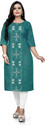 Hetsa Embroidered Cotton Blend Straight Kurta for Women (Green)