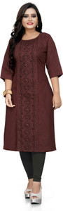 hetsa women embroidered straight kurta