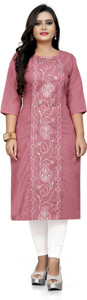 hetsa women embroidered straight kurta