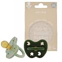 Hevea Natural Rubber Pacifier Pack of 2 (Moss Green & Deep Forest Green, 3-36 Months)