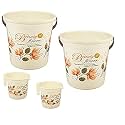 Hevea Plastic Bathroom Bucket 20 Liters &amp; Mug1L with New Flower Printed Set of 2 (Brown)