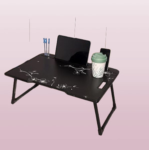 hevenq foldable with cup holder wood portable laptop table