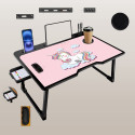 hevenq Foldable with Cup Holder, Wood Portable Laptop Table