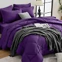 HEVUMYI 5-Piece Twin Comforter Set, Purple Bed in a Bag