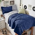 HEVUMYI 5-Piece Twin Comforter Set, Navy Blue &amp; Grey Bed in a Bag