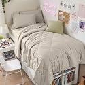 HEVUMYI 5-Piece Twin Comforter Set, Linen Bed in a Bag