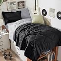 HEVUMYI 5-Piece Twin Comforter Set, Black &amp; Light Grey Bed in a Bag