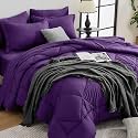 HEVUMYI 7-Piece Full Comforter Set, Purple Bed in a Bag