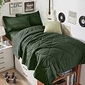 HEVUMYI 5-Piece Twin Comforter Set, Dark Green Bed in a Bag