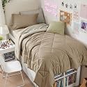 HEVUMYI 5-Piece Twin Comforter Set, Khaki &amp; Linen Bed in a Bag