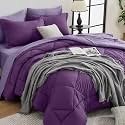 HEVUMYI 5-Piece Twin Comforter Set, Purple &amp; Light Purple Bed in a Bag