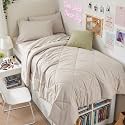 HEVUMYI 5-Piece Twin XL Comforter Set, Beige Bed in a Bag