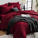 HEVUMYI 7-Piece Full Comforter Set, Red Bed in a Bag