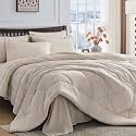 HEVUMYI 7-Piece King Comforter Set, Beige Bed in a Bag