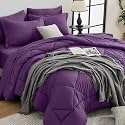 HEVUMYI 7-Piece King Comforter Set, Grape Purple Bed in a Bag