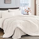 HEVUMYI 7-Piece King Comforter Set, Ivory Bed in a Bag