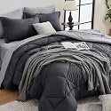 HEVUMYI 7-Piece Oversized King Comforter Set, Dark &amp; Light Grey Bed in a Bag
