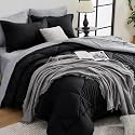 HEVUMYI 7-Piece Oversized King Comforter Set, Black &amp; Light Grey Bed in a Bag